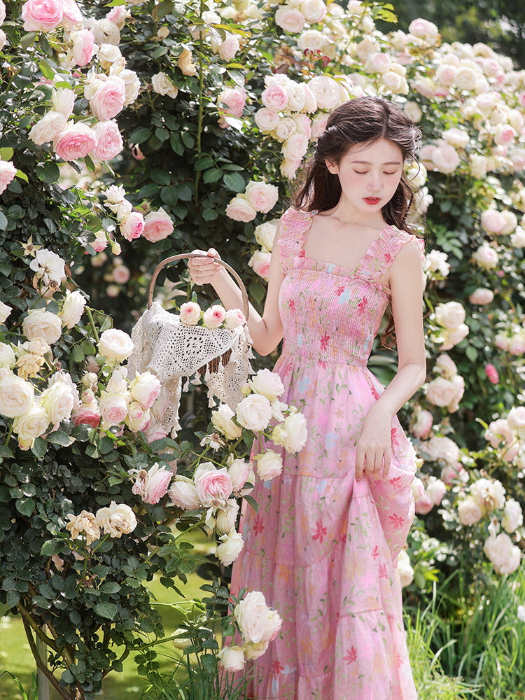 Sweet Rose Garden Tiered Midi Dress