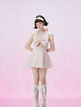 Dreamy Pink Bow Halter Dress