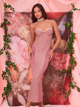 Sexy Sequin Trim Lace Long Dress