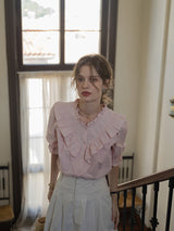 Rosy Frill Cotton Blouse
