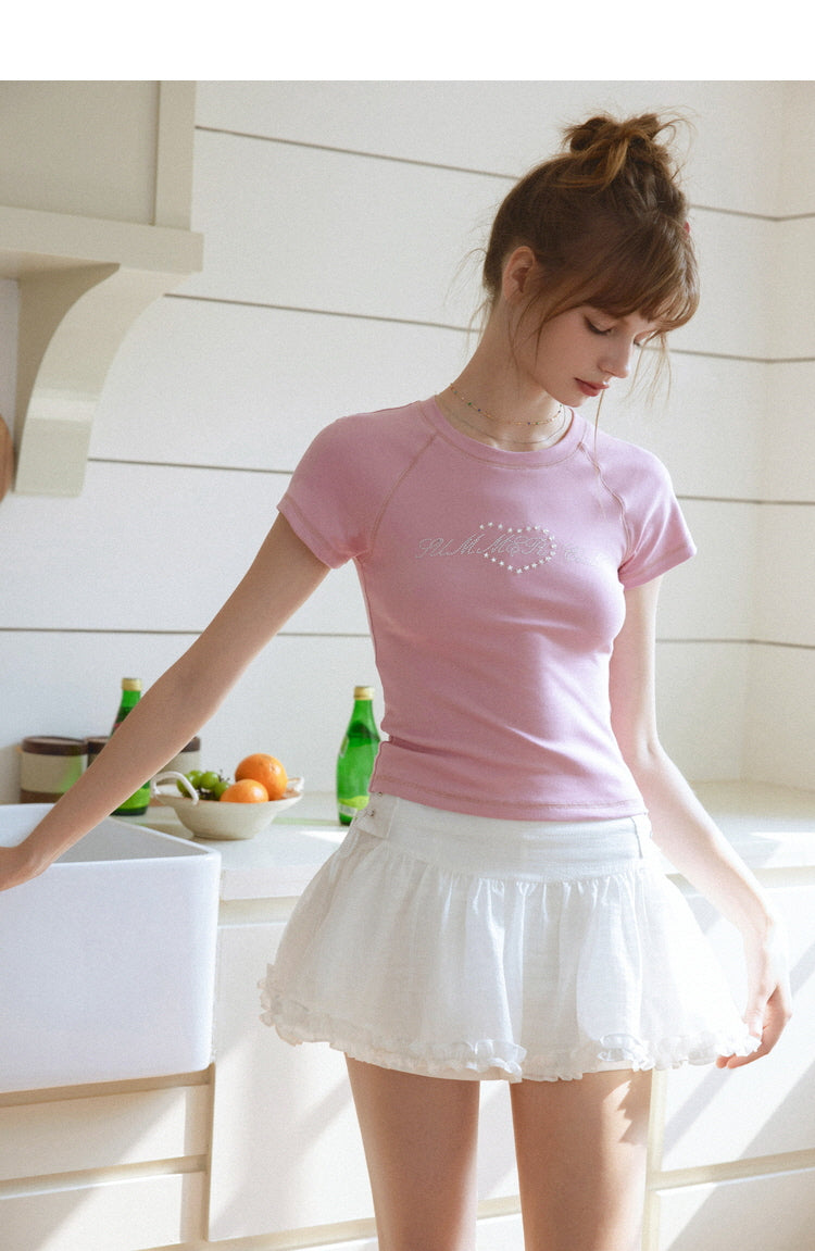 Rhinestone Heart Fitted Tee