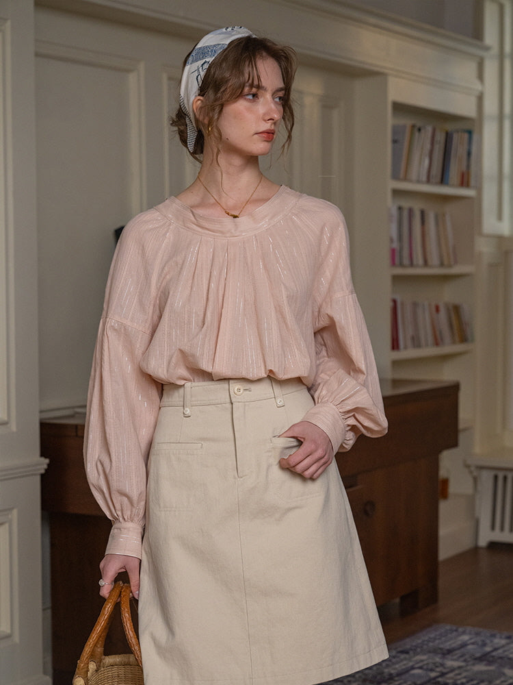 Ethereal Glow Pleated Blouse