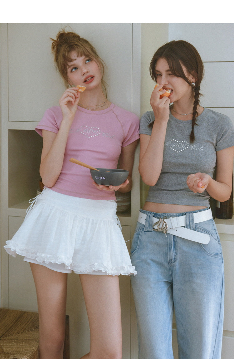 Rhinestone Heart Fitted Tee