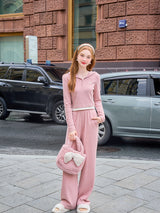 Pink Corduroy Wide Pants