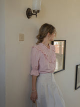 Rosy Frill Cotton Blouse