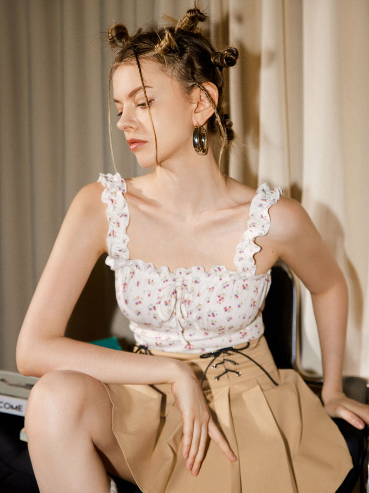 Smocked Floral Crop Top