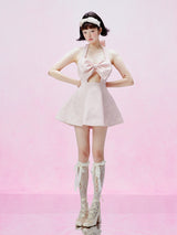 Dreamy Pink Bow Halter Dress