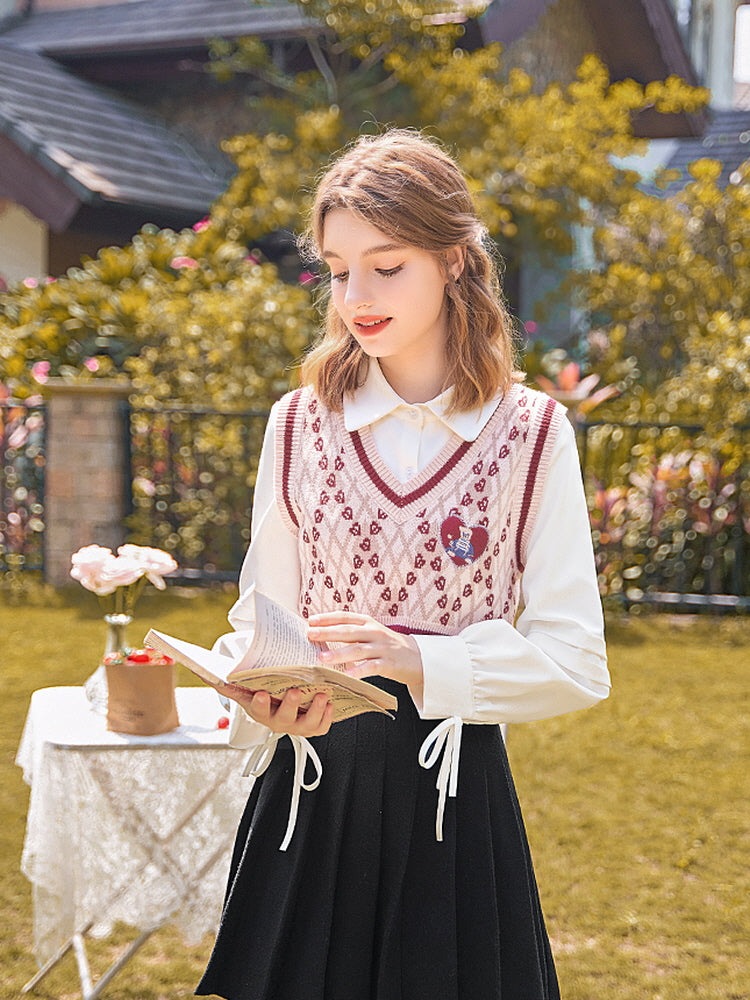 Girly School Love V-Neck Knit Vest