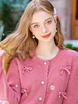 Romantic Ribbon Shell Button Knit Cardigan