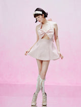 Dreamy Pink Bow Halter Dress