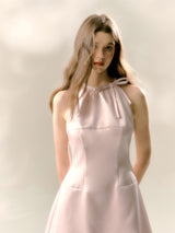 Blush Satin Halter Mini Dress
