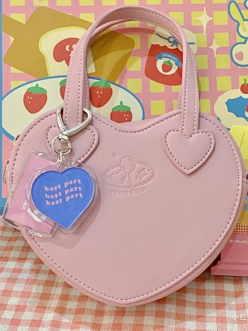 Pink Heart Charm Chain Mini Handbag