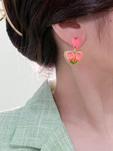 Love Rose Tulip Flower Peach Ear Clips