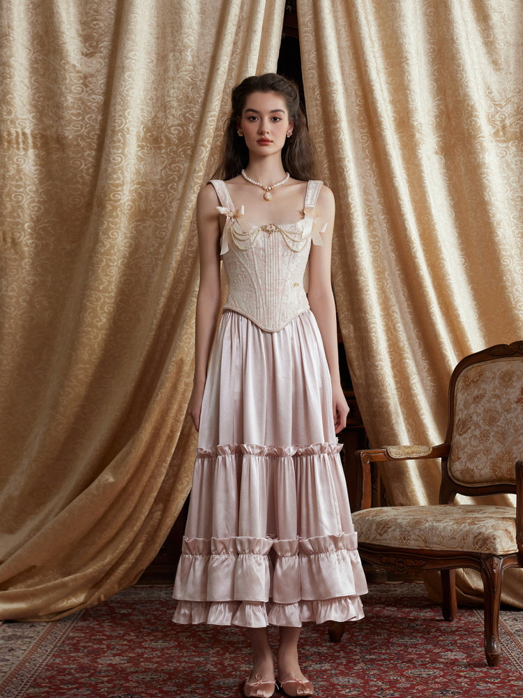 Regal Rose Corset & Satin Skirt Set