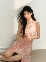 Whispering Blossom Asymmetrical Dress
