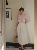 Rosy Frill Cotton Blouse