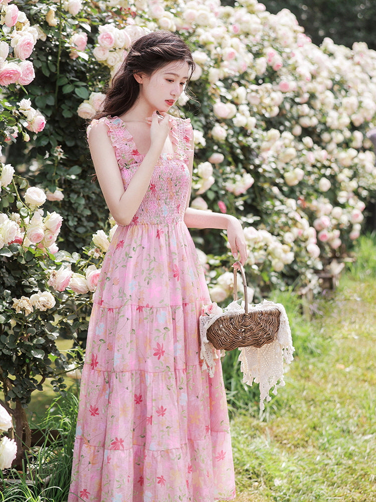 Sweet Rose Garden Tiered Midi Dress