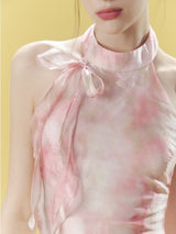 Blush Bloom Halter Mini Dress