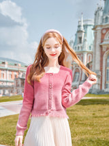 Gradient Pink Frayed Hem Cardigan