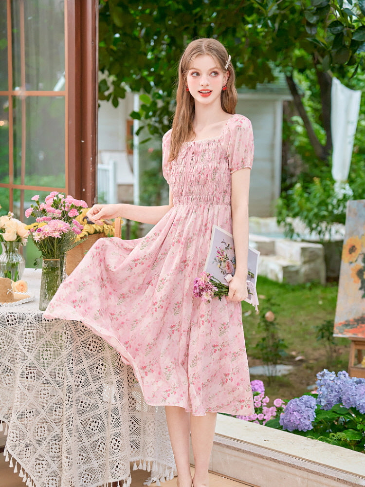 Romantic Blossom Smocked Dress