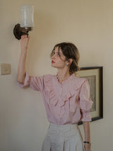 Rosy Frill Cotton Blouse