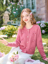Romantic Ribbon Shell Button Knit Cardigan
