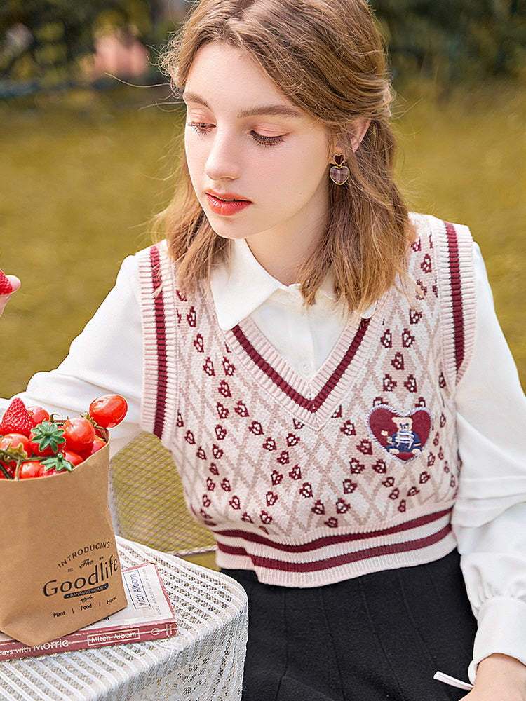 Girly School Love V-Neck Knit Vest