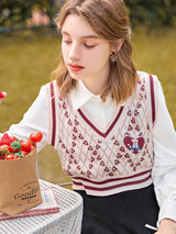 Girly School Love V-Neck Knit Vest