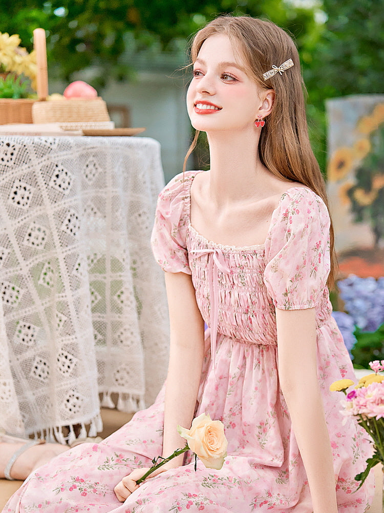 Romantic Blossom Smocked Dress