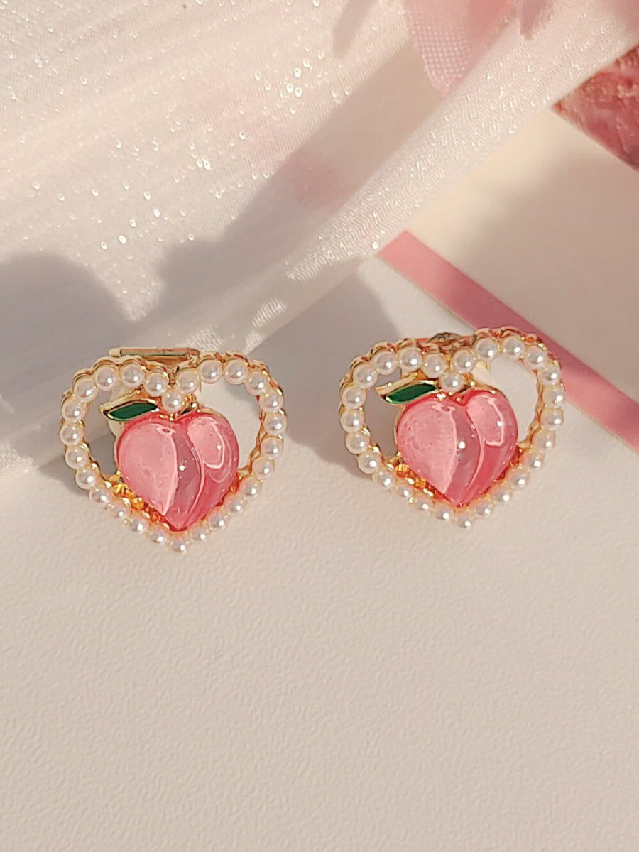 Love Rose Tulip Flower Peach Ear Clips