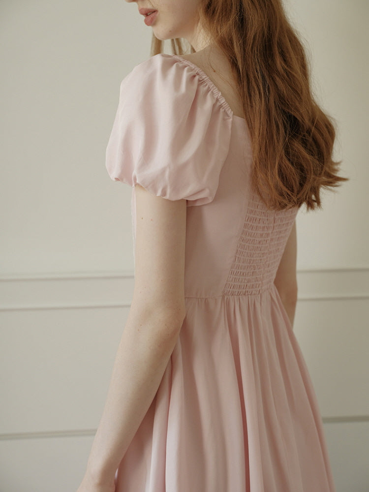 Square Neck Lace-Up Princess Dress