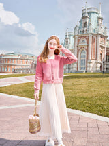 Gradient Pink Frayed Hem Cardigan