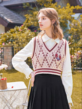 Girly School Love V-Neck Knit Vest