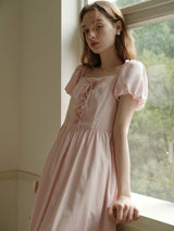 Square Neck Lace-Up Princess Dress