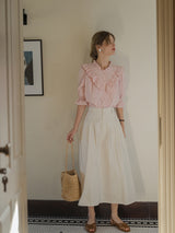 Rosy Frill Cotton Blouse