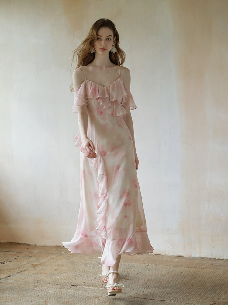 Whispering Petal Ruffle Dress