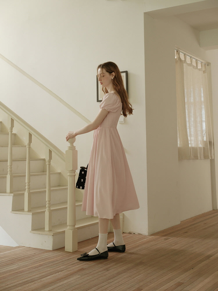 Square Neck Lace-Up Princess Dress