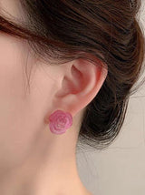 Love Rose Tulip Flower Peach Ear Clips