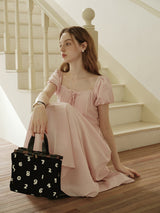 Square Neck Lace-Up Princess Dress