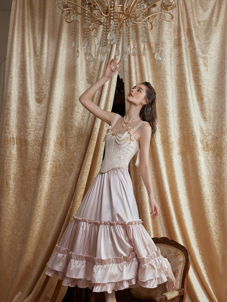 Regal Rose Corset & Satin Skirt Set