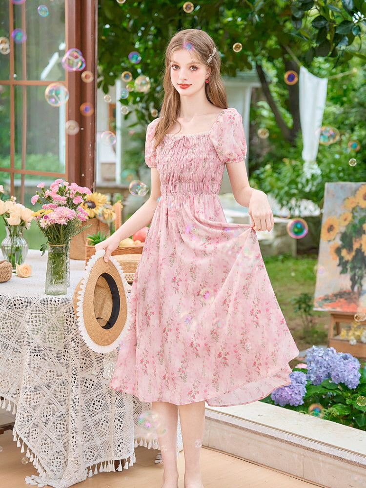 Romantic Blossom Smocked Dress