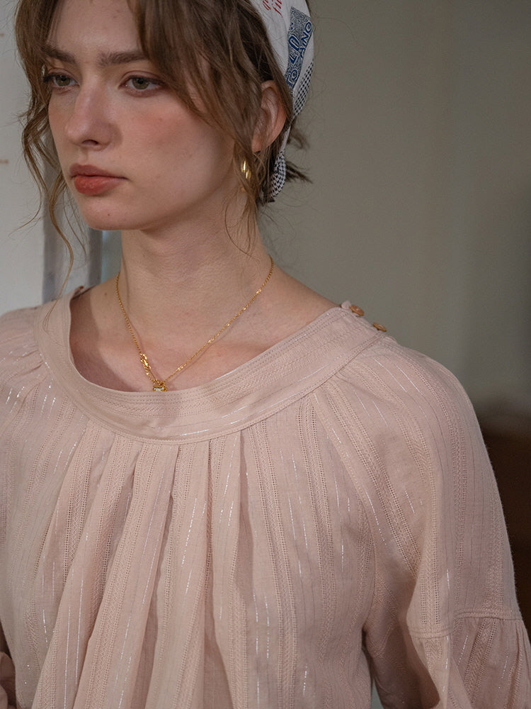 Ethereal Glow Pleated Blouse