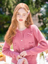 Romantic Ribbon Shell Button Knit Cardigan
