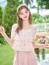 French Romantic Floral Blouse