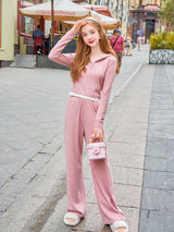 Pink Corduroy Wide Pants