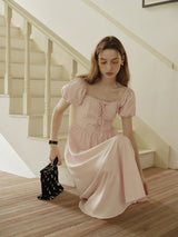 Square Neck Lace-Up Princess Dress