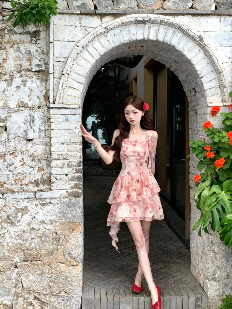 Romantic Rose Blossom Layered Dress