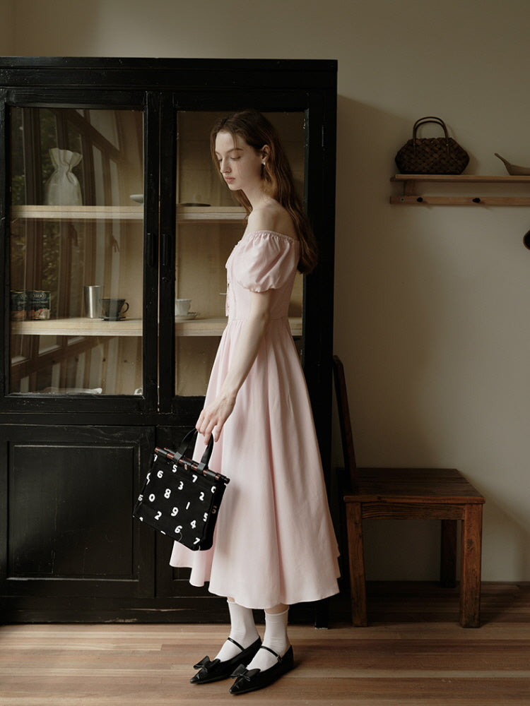 Square Neck Lace-Up Princess Dress