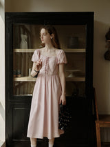 Square Neck Lace-Up Princess Dress
