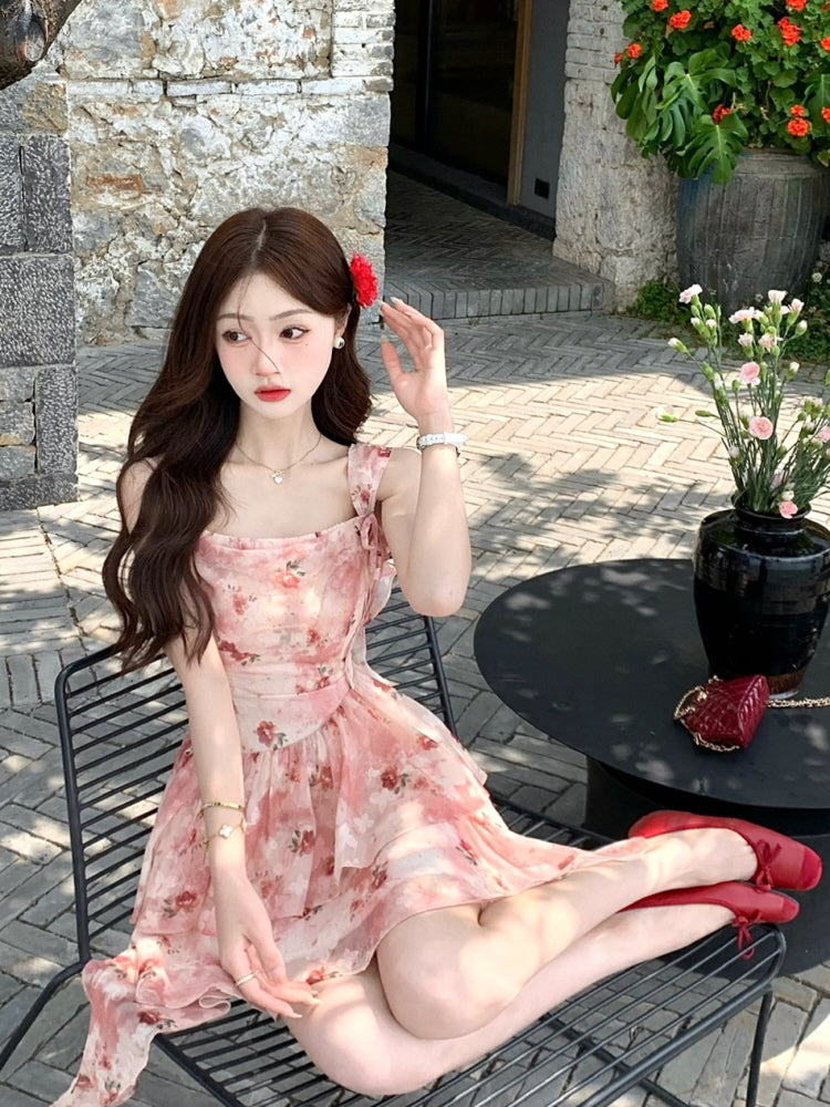 Romantic Rose Blossom Layered Dress